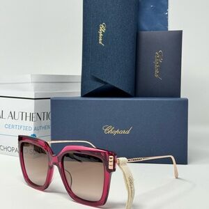 NEW Chopard Ice Cube SCH353 04GB Burgundy Women Luxury Sunglasses AUTHENTIC $780
